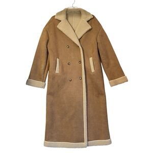 YOZY Faux Shearling Long Coat M Tan Sherpa Teddy Penny Lane Western Yellowstone